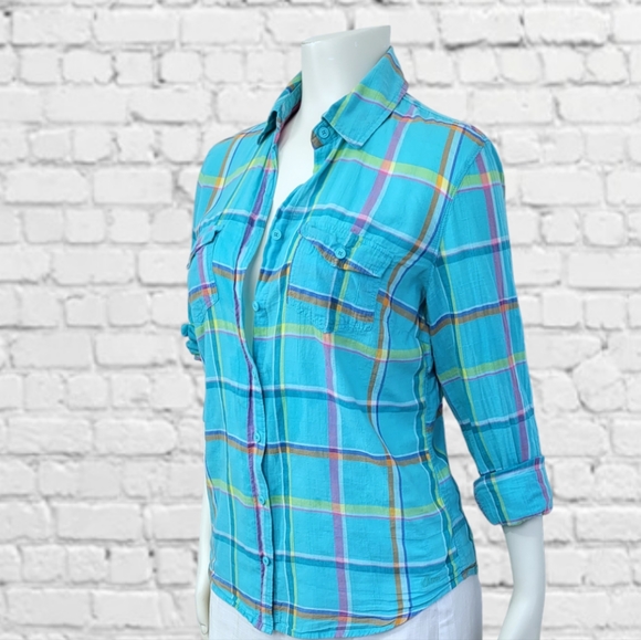 CLEARANCE Lightweight Plaid Button Down Shirt - Picture 2 of 3